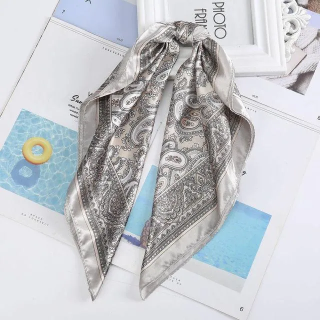 Square Head Scarves Print Bandanas Women Turban Headband Hair Band