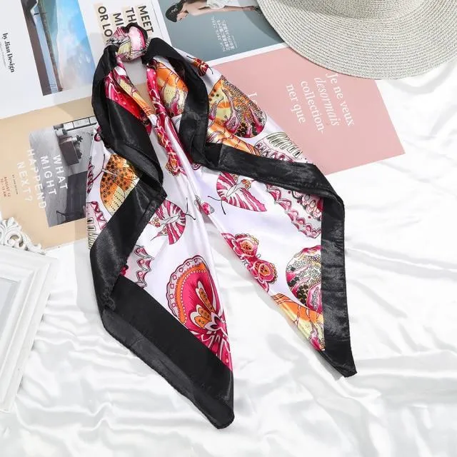 Square Head Scarves Print Bandanas Women Turban Headband Hair Band