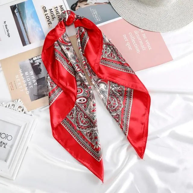 Square Head Scarves Print Bandanas Women Turban Headband Hair Band