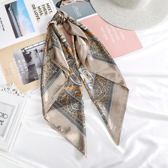 Square Head Scarves Print Bandanas Women Turban Headband Hair Band