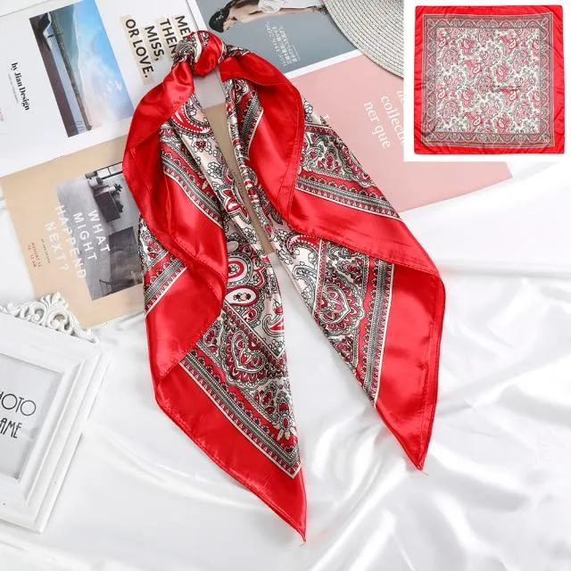 Square Head Scarves Print Bandanas Women Turban Headband Hair Band