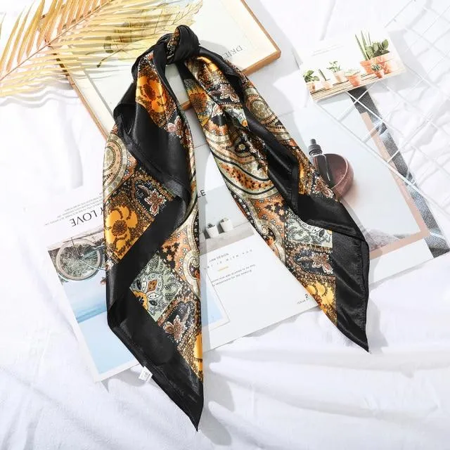 Square Head Scarves Print Bandanas Women Turban Headband Hair Band