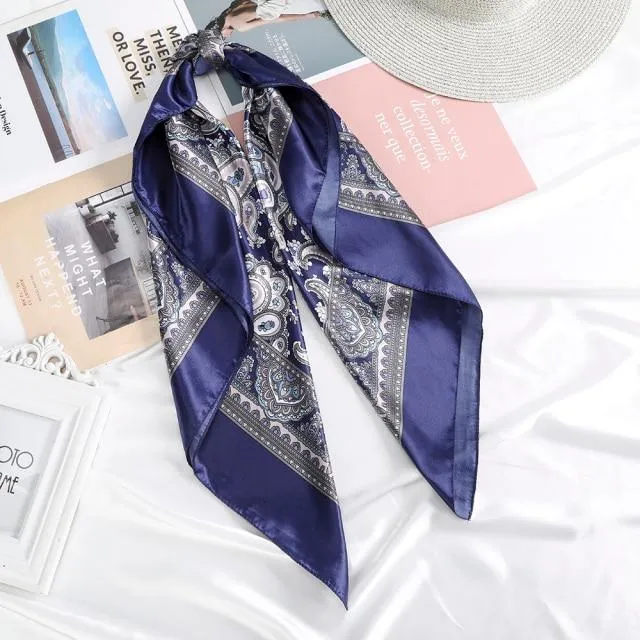 Square Head Scarves Print Bandanas Women Turban Headband Hair Band