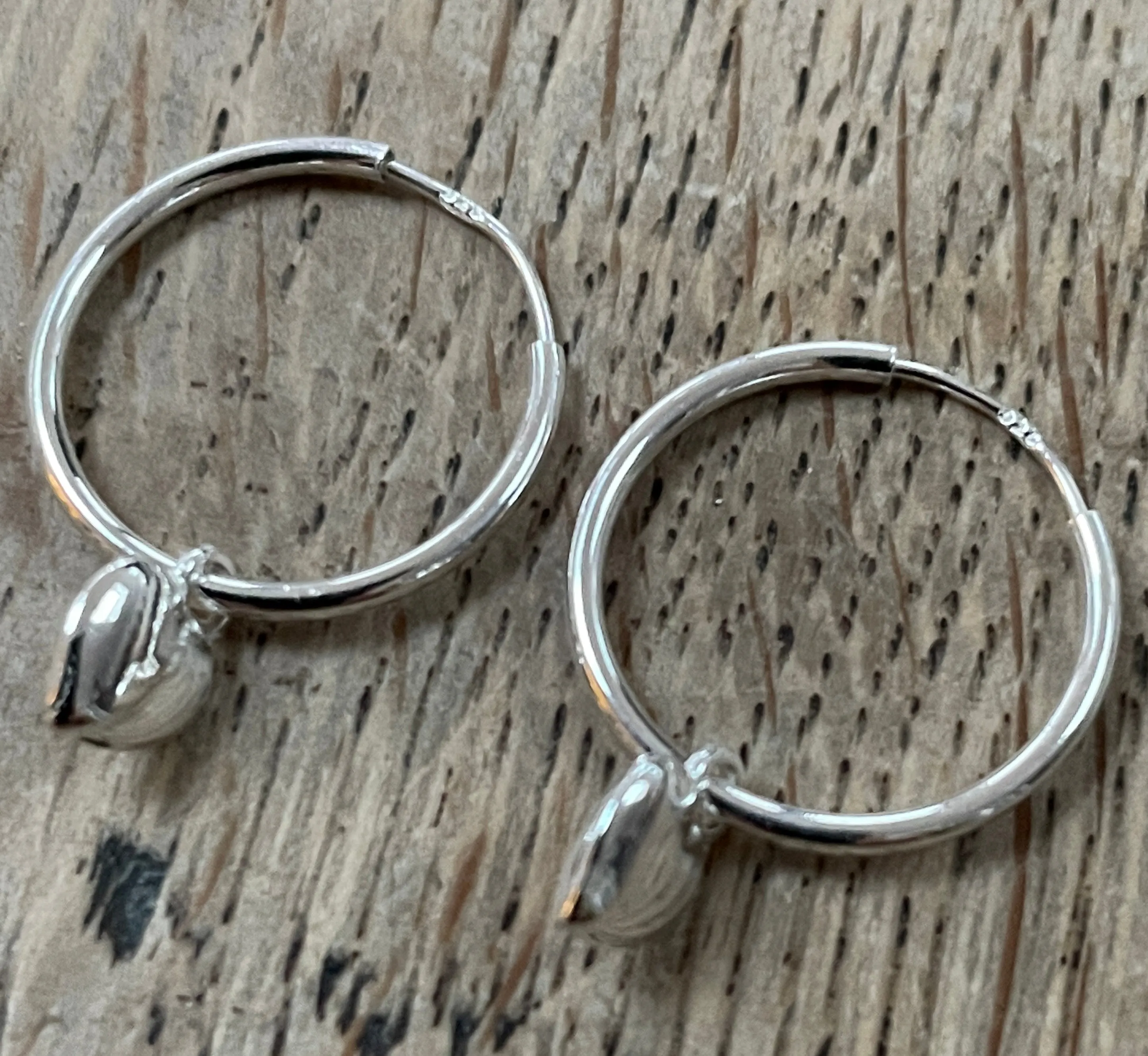 Sterling Silver Hoop and Hearts earrings