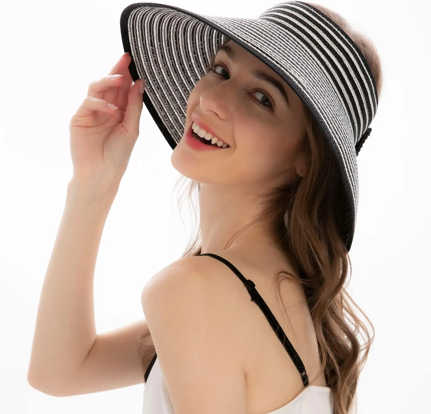 Sun Visors for Women Wide Brim Straw Hat Women Beach Visor Hats for Women Uv Protection Foldable Sun Hat Women Beach Hat
