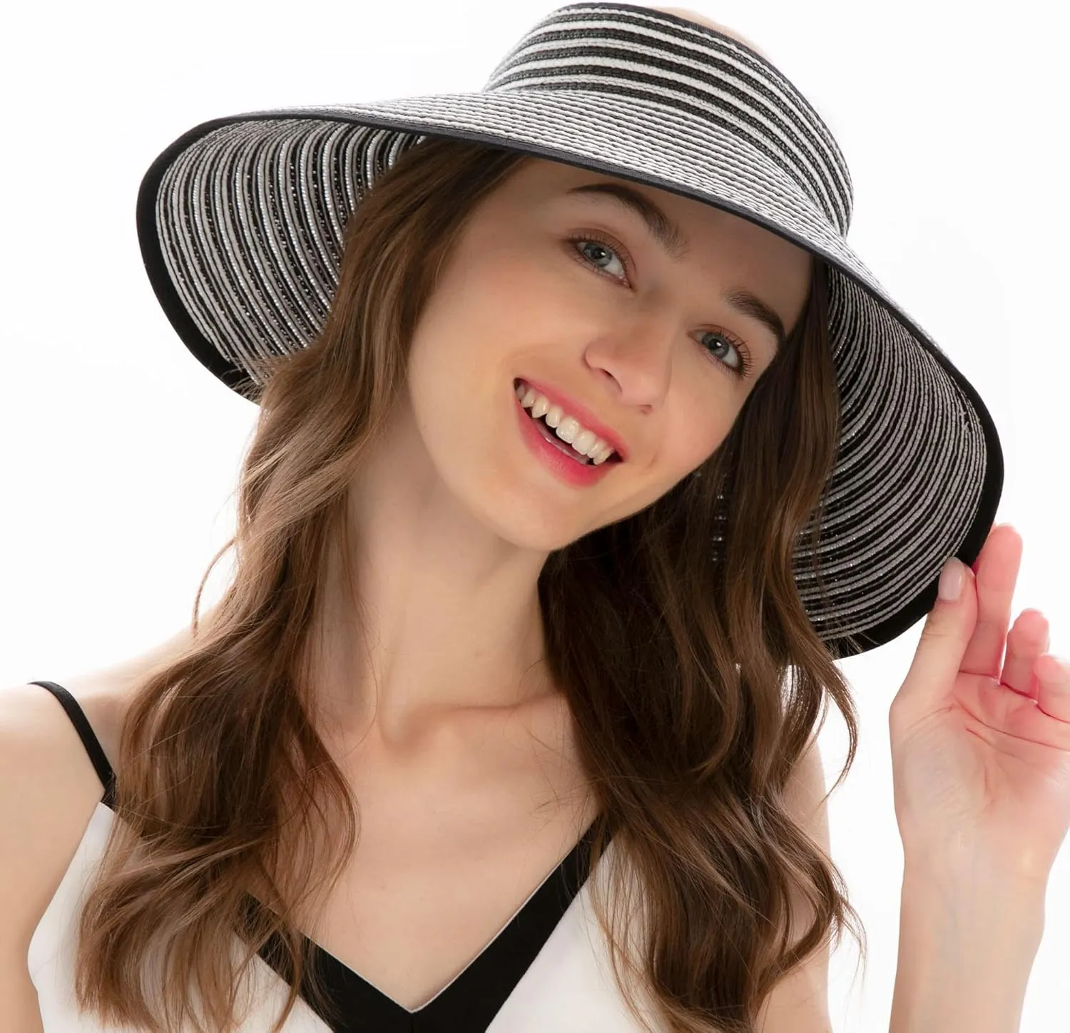 Sun Visors for Women Wide Brim Straw Hat Women Beach Visor Hats for Women Uv Protection Foldable Sun Hat Women Beach Hat