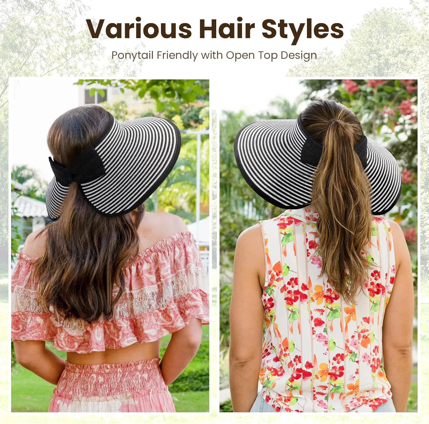 Sun Visors for Women Wide Brim Straw Hat Women Beach Visor Hats for Women Uv Protection Foldable Sun Hat Women Beach Hat