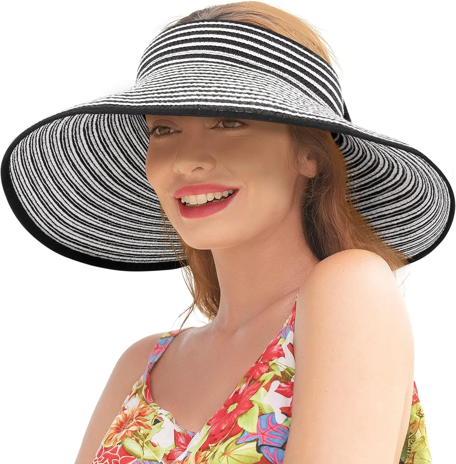 Sun Visors for Women Wide Brim Straw Hat Women Beach Visor Hats for Women Uv Protection Foldable Sun Hat Women Beach Hat