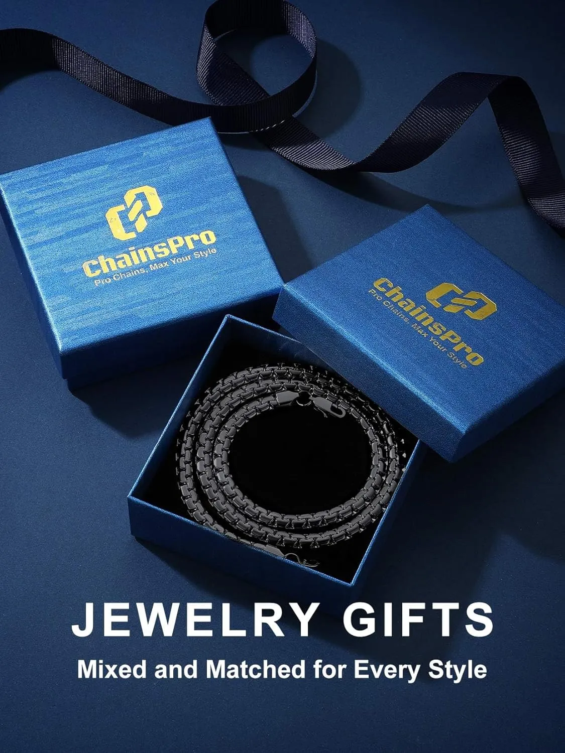 Thick Chain 22inch Black Necklace for Men Stainless Steel Hip Hop Jewelry Gift
