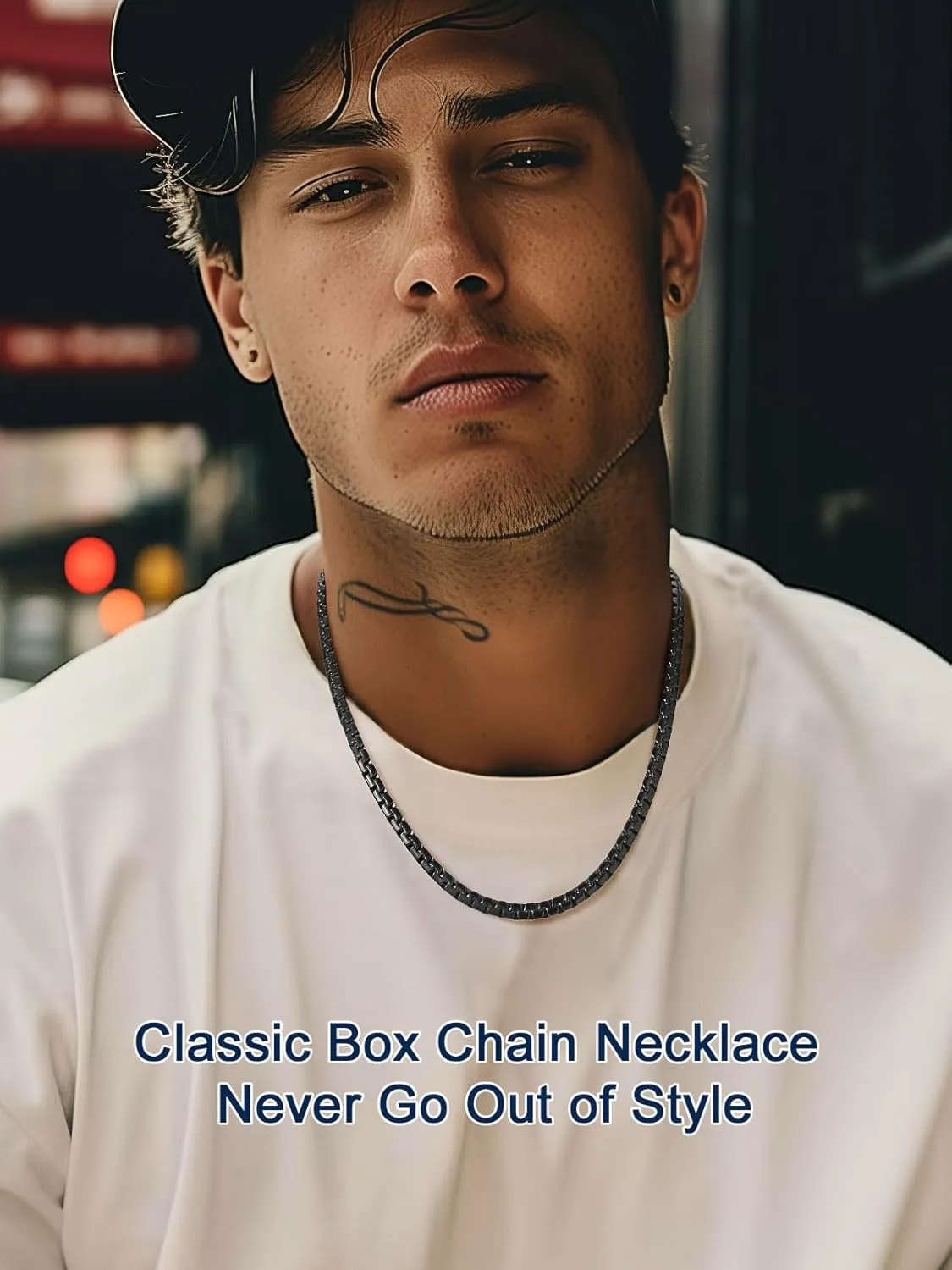 Thick Chain 22inch Black Necklace for Men Stainless Steel Hip Hop Jewelry Gift