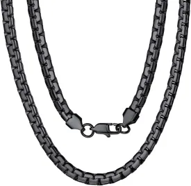 Thick Chain 22inch Black Necklace for Men Stainless Steel Hip Hop Jewelry Gift