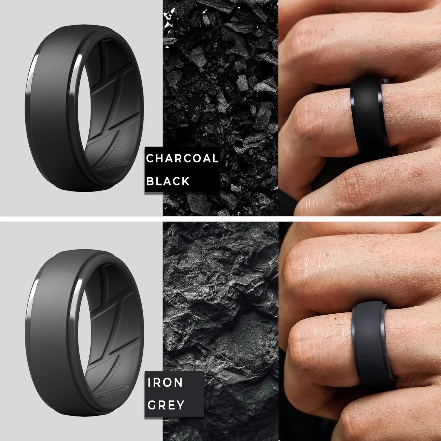 ThunderFit Men's Silicone Rings 10mm Wide 2.5mm Thick Rubber Bands, Breathable,Variety Multipack 1-7
