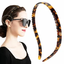 Tortoise Headbands Designed for Eyewear,Flex No Pressure Thin Hairband Fashion Acetate Hair Accessories for Womens Sisters Girls Gifts