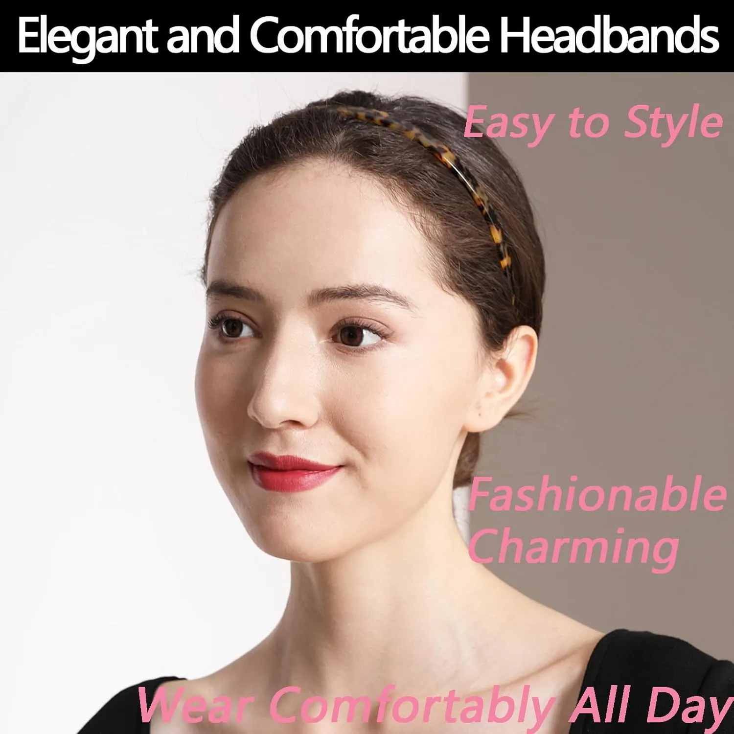 Tortoise Headbands Designed for Eyewear,Flex No Pressure Thin Hairband Fashion Acetate Hair Accessories for Womens Sisters Girls Gifts
