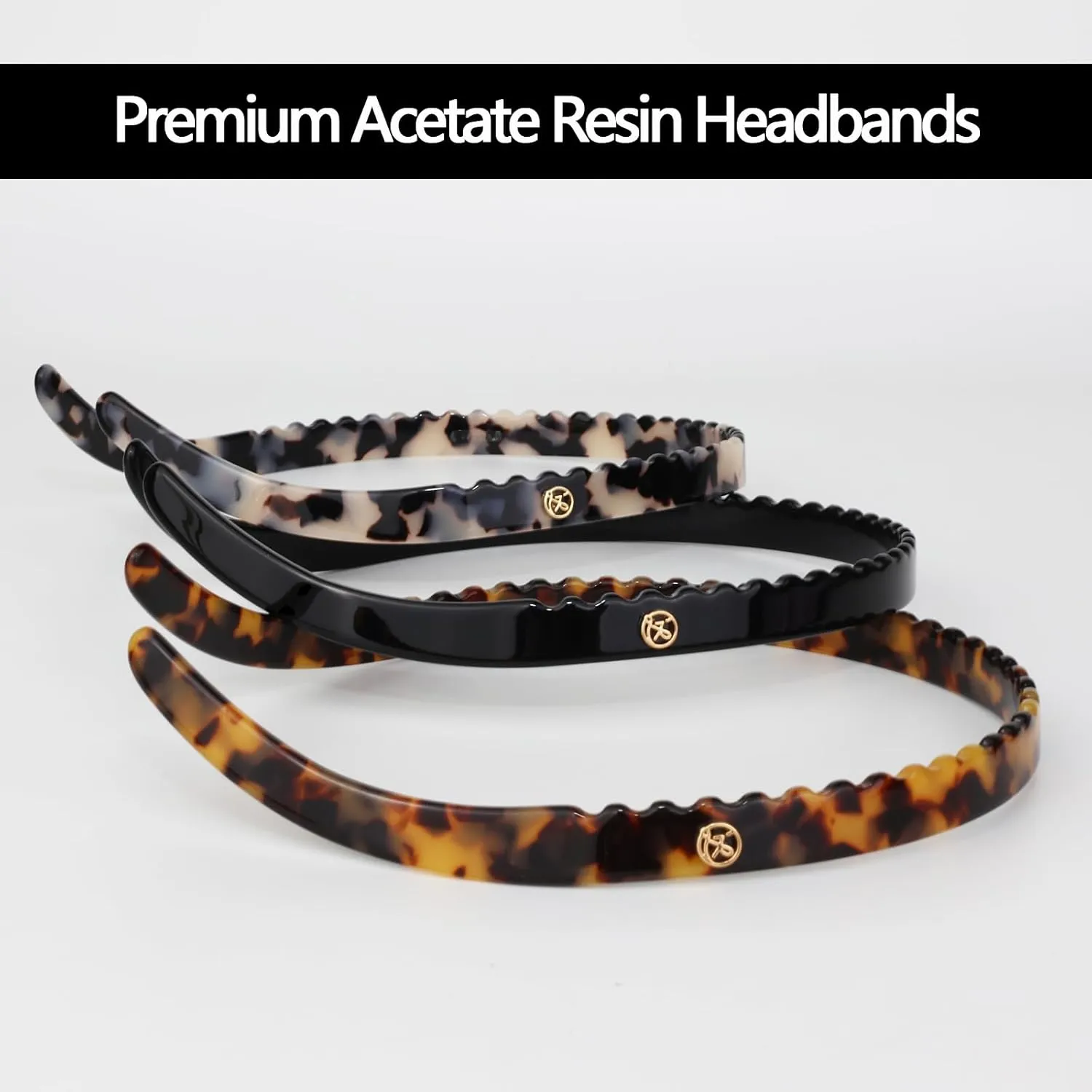 Tortoise Headbands Designed for Eyewear,Flex No Pressure Thin Hairband Fashion Acetate Hair Accessories for Womens Sisters Girls Gifts
