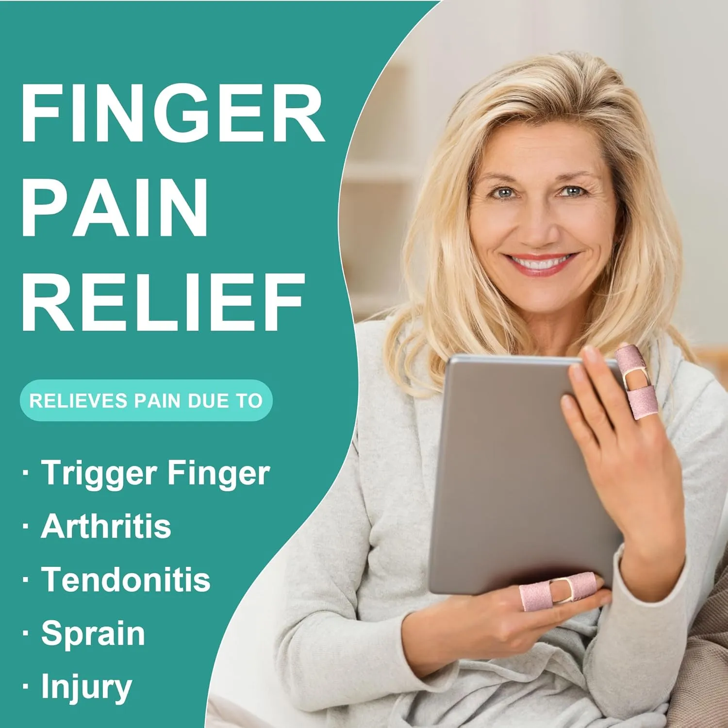 Trigger Finger Splint, 2pcs Finger Support Brace Mallet Finger Brace for Index, Middle, Ring Finger - Tendon Release & Pain Relief-Pink (Pink)