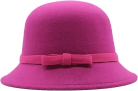 Vintage Classic Wool Felt Bucket Cloche Bowler Hats for Women Fall Winter Church Derby Hat Formal Elegant Cap