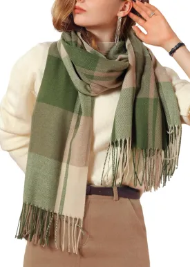 Wander Agio Women's Fashion Scarves Long Cashmere Like Shawl Winter Warm Knit Large Tassel Plaid Scarf