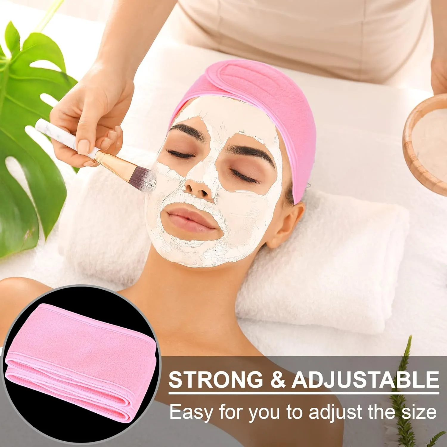 Whaline Spa Facial Headbands 3 Pieces Make Up Wrap Head Terry Cloth Headband Soft Adjustable Towel Band for Face Washing Shower Facial Cover Yoga(Black, Pink, Gray)