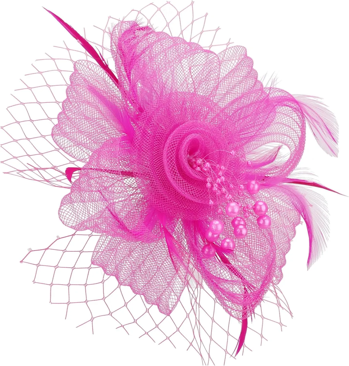 Women Fascinators Hats Flower Mesh Ribbon Feathers with Pin and Clip Tea Party Wedding Headwear for Women and Girls
