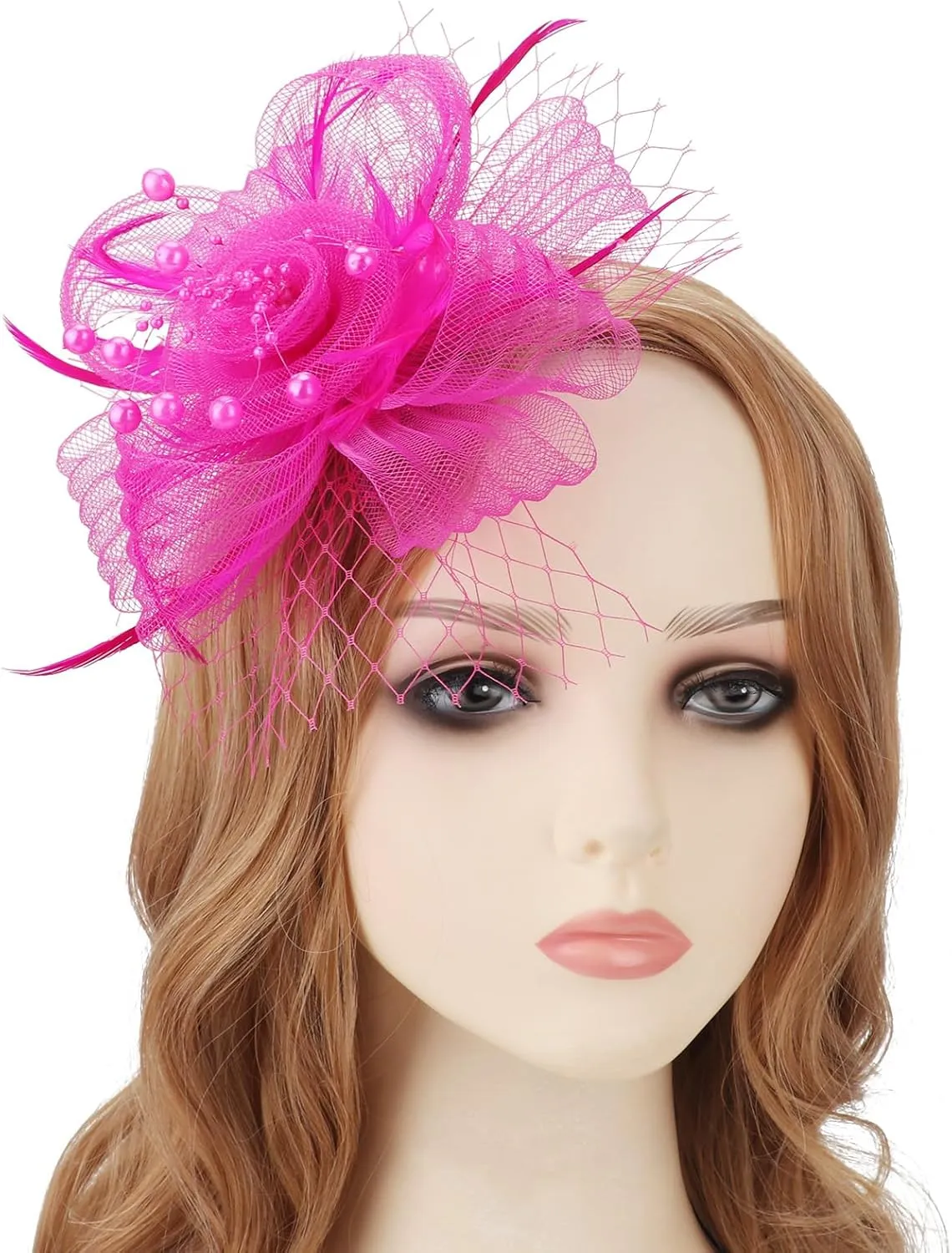 Women Fascinators Hats Flower Mesh Ribbon Feathers with Pin and Clip Tea Party Wedding Headwear for Women and Girls
