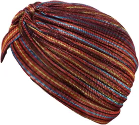 Women's Pleated Glittered Turban Hat Head Wear