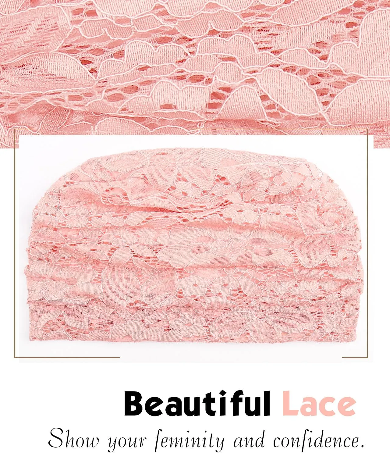 Womens Viscose Beanie Lace Turban Soft Sleep Cap Chemo Hats