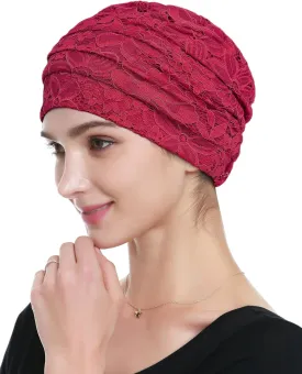 Womens Viscose Beanie Lace Turban Soft Sleep Cap Chemo Hats