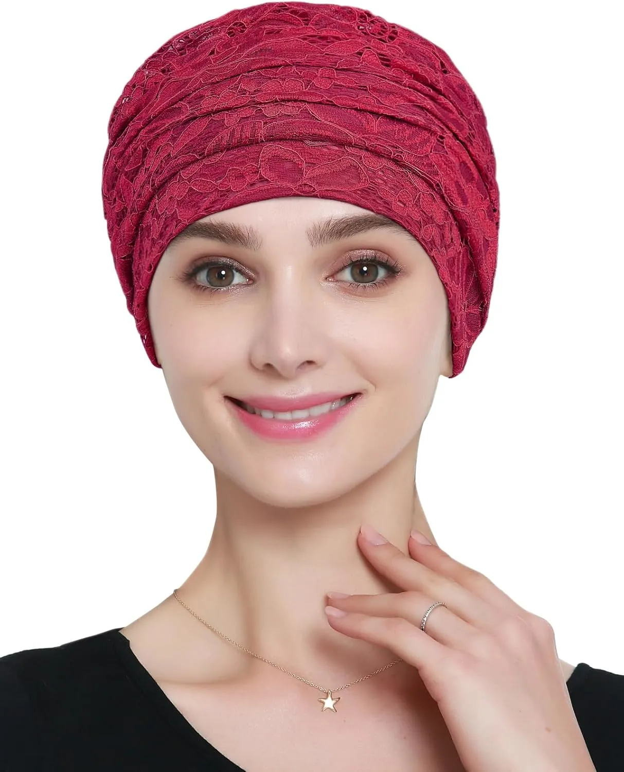 Womens Viscose Beanie Lace Turban Soft Sleep Cap Chemo Hats