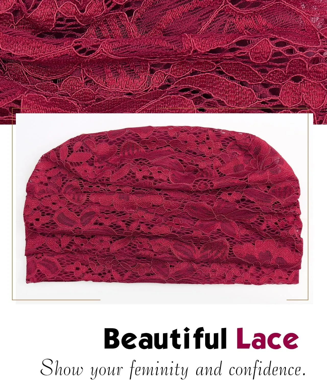 Womens Viscose Beanie Lace Turban Soft Sleep Cap Chemo Hats