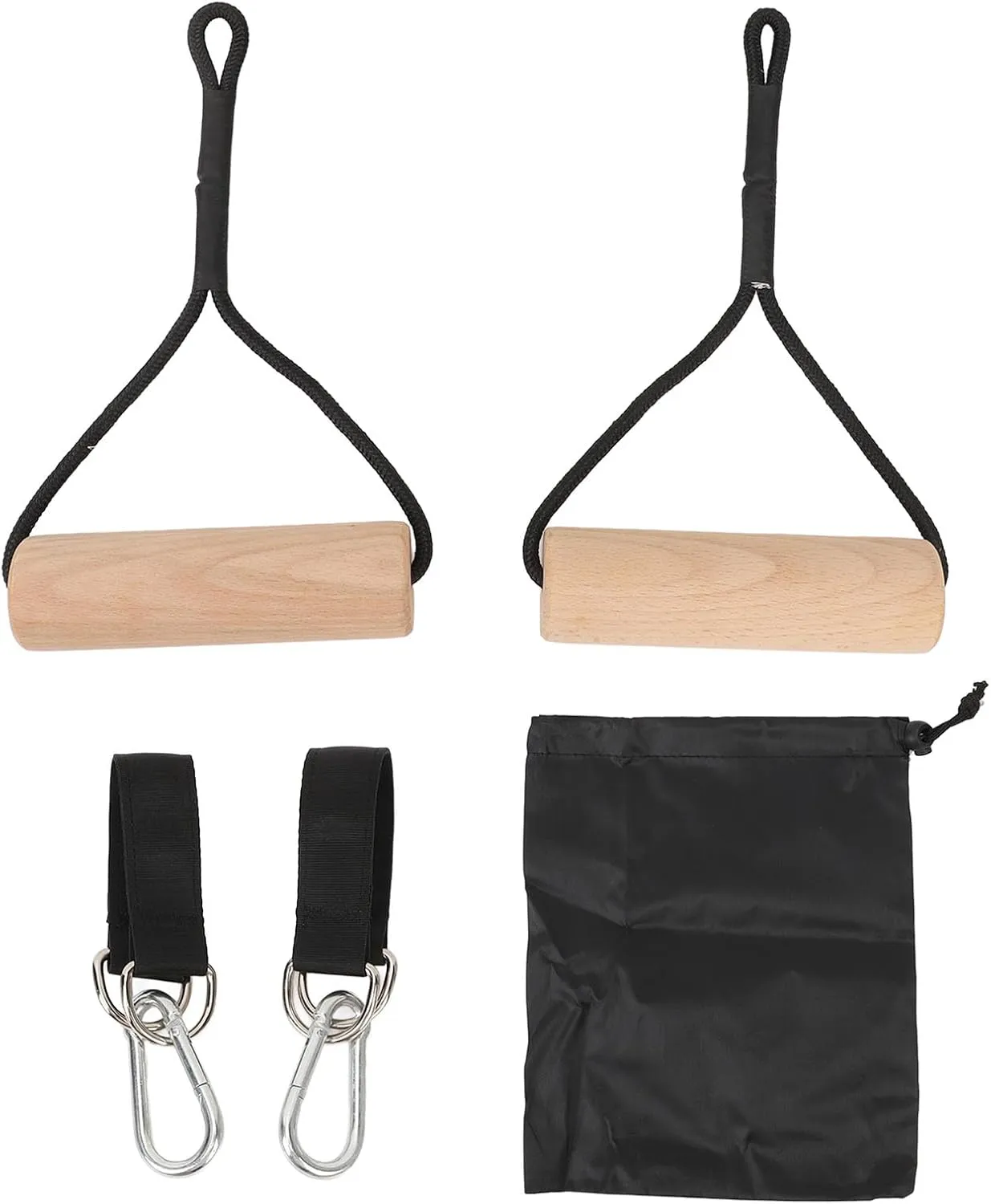 Wooden Gymnastics Rings, 440lb Capacity Muscle Group Building Pull Up Handle Strength Trainer for Home Outdoor Exercise