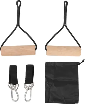 Wooden Gymnastics Rings, 440lb Capacity Muscle Group Building Pull Up Handle Strength Trainer for Home Outdoor Exercise