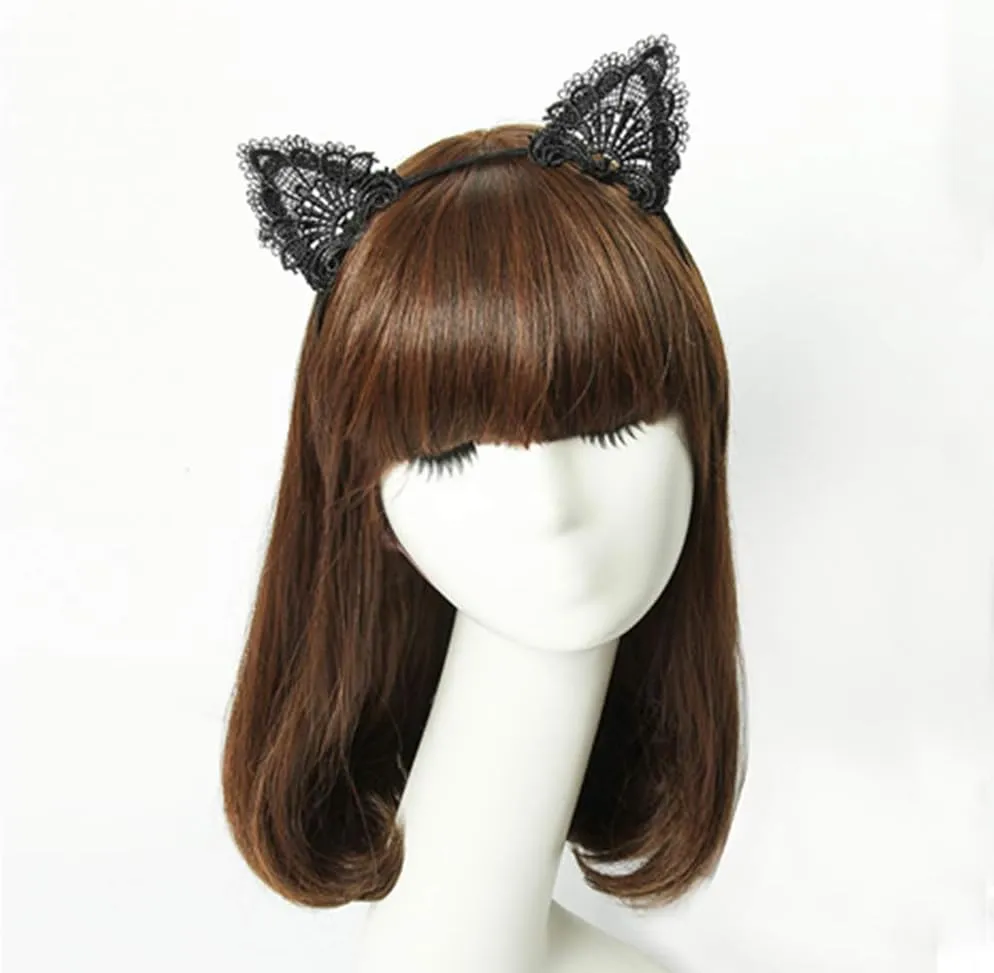 YAXAMING Cat Ears Headband Lace Cat Christmas Hair Bands Hair Hoop Kitten Headpiece