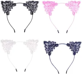 YAXAMING Cat Ears Headband Lace Cat Christmas Hair Bands Hair Hoop Kitten Headpiece