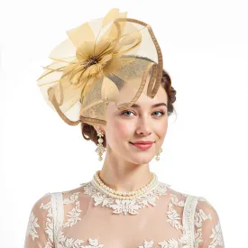 Zando 2025 Kentucky Feather Mesh Fascinators Derby Hats for Women Girls with Clip and Headband Tea Party Wedding Cocktail Hat