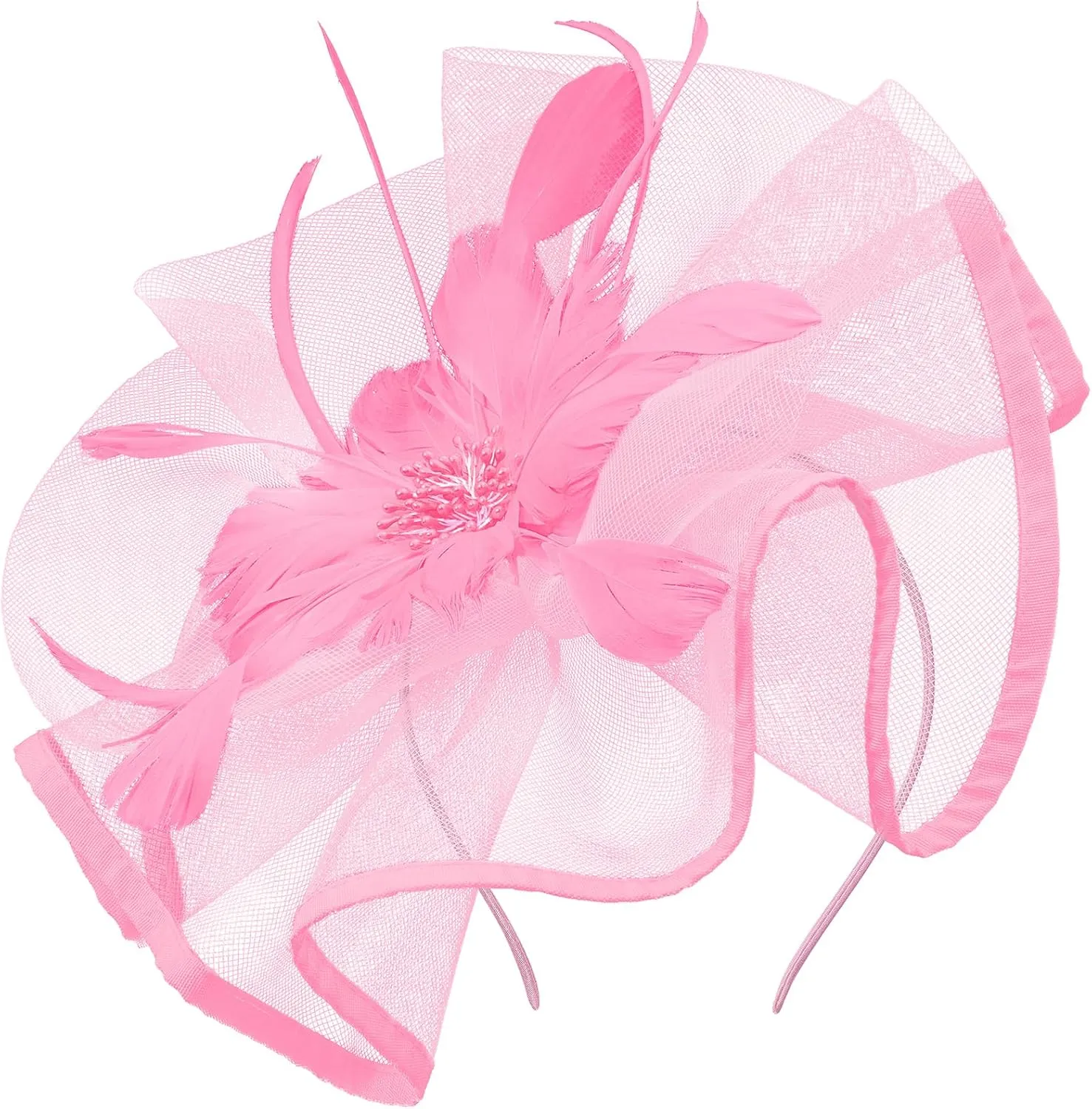 Zando 2025 Kentucky Feather Mesh Fascinators Derby Hats for Women Girls with Clip and Headband Tea Party Wedding Cocktail Hat