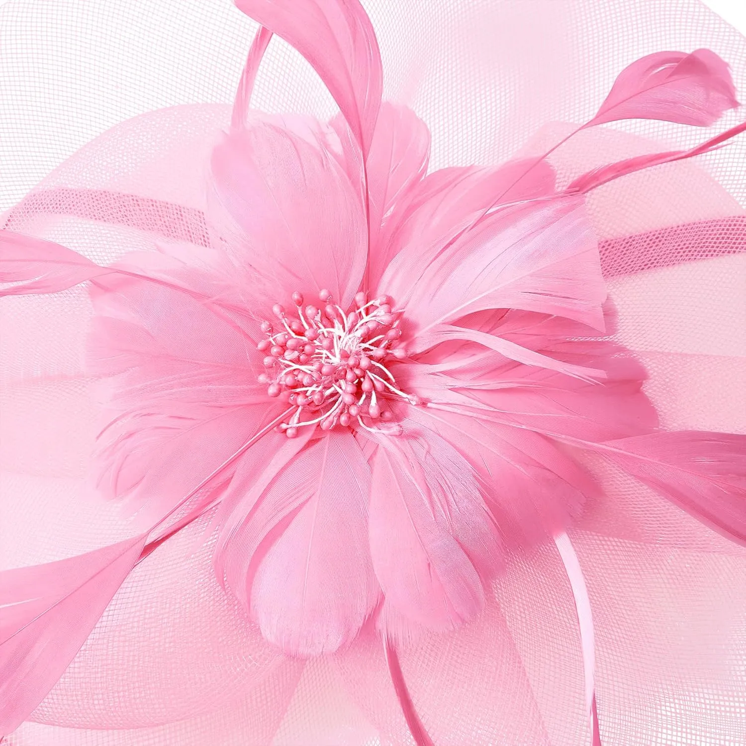 Zando 2025 Kentucky Feather Mesh Fascinators Derby Hats for Women Girls with Clip and Headband Tea Party Wedding Cocktail Hat
