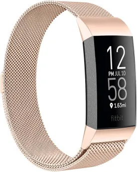 ZWGKKYGYH Compatible with Fitbit Charge 4/ Charge 3/ Charge 3 SE Bands for Women Men, Stainless Steel Metal Mesh Band Replacement Bracelet Strap with Unique Lock, Large Royal Gold